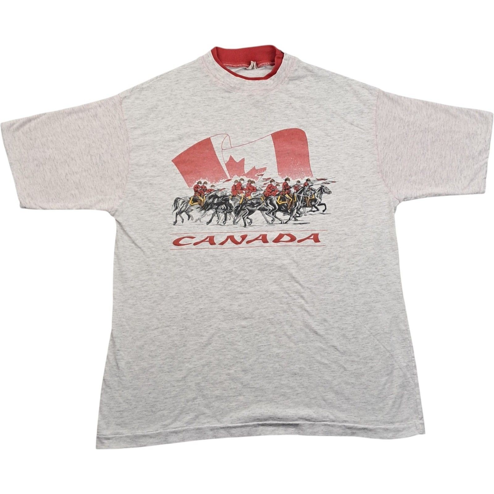 Canada T Shirt Large Men’s White Cotton Vintage Single Stitch Tourist