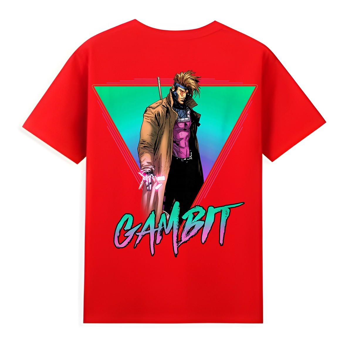 Marvel X-Men Gambit Epic Neon 80’s Style Retro Portrait T-Shirt