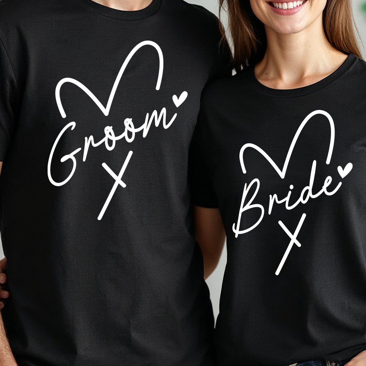 Matching Bride & Groom Cotton Tshirts Wedding Anniversary Gift Couple
