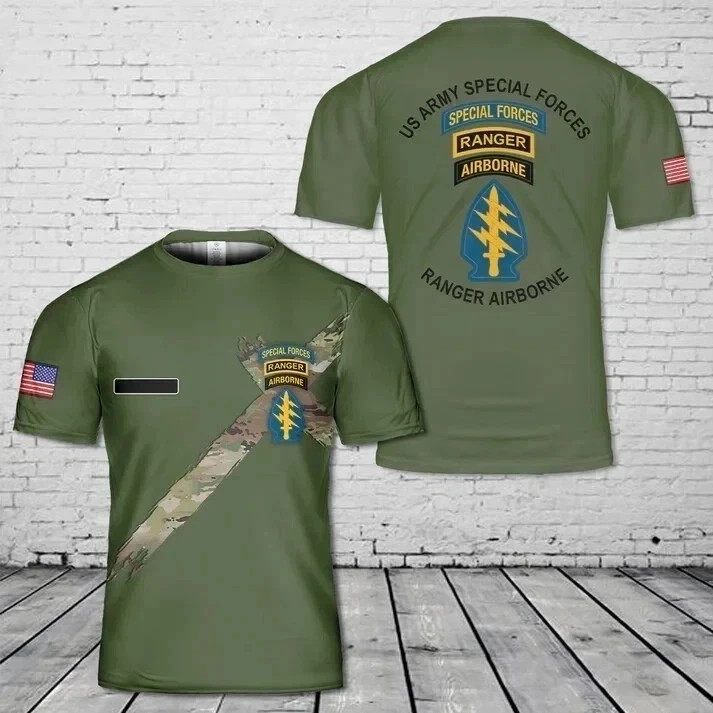 Custom Name US Army Special Forces Airborne Ranger T-Shirt 3D
