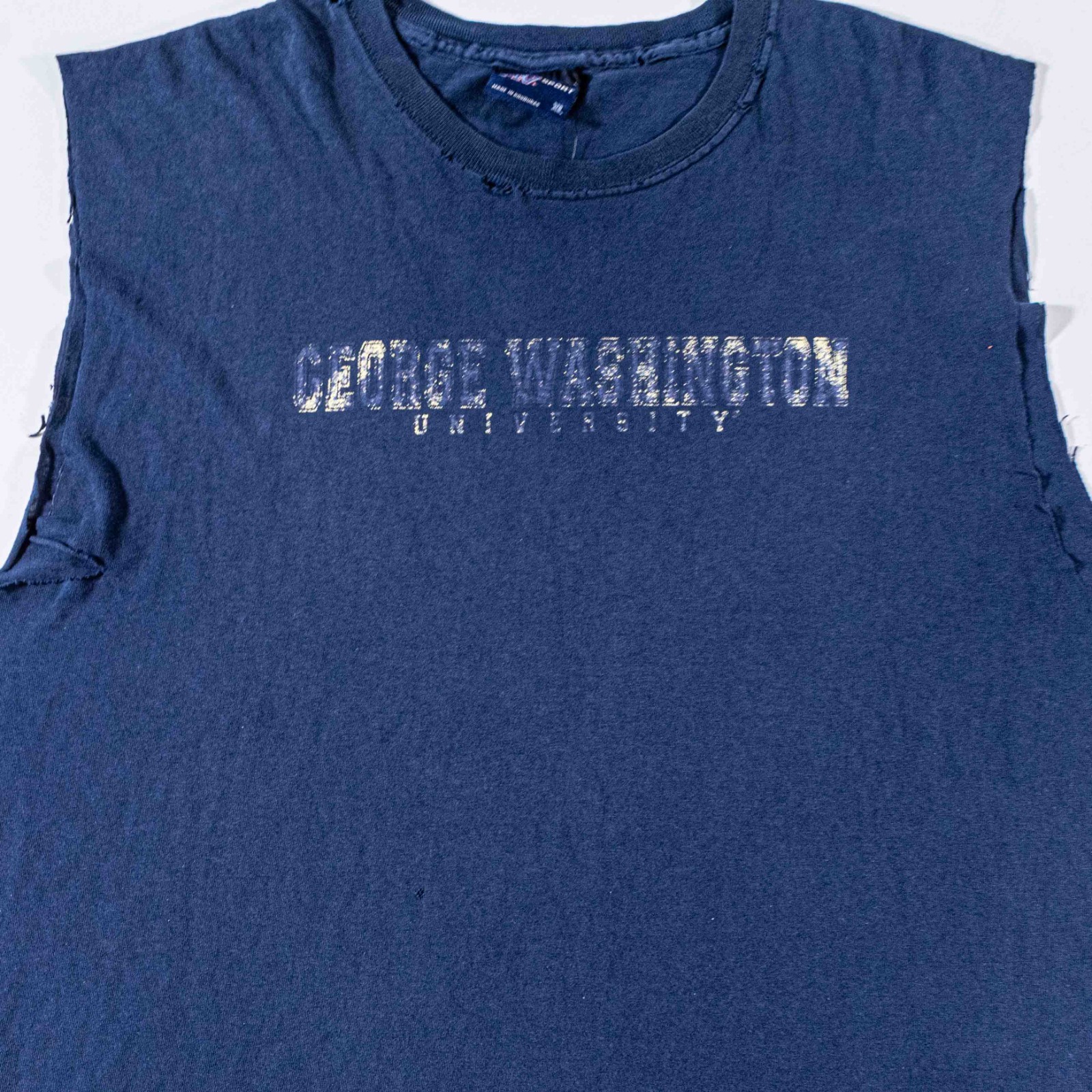 VTG George Washington University Sleeveless T Shirt XL MV Sport Y2K Distressed