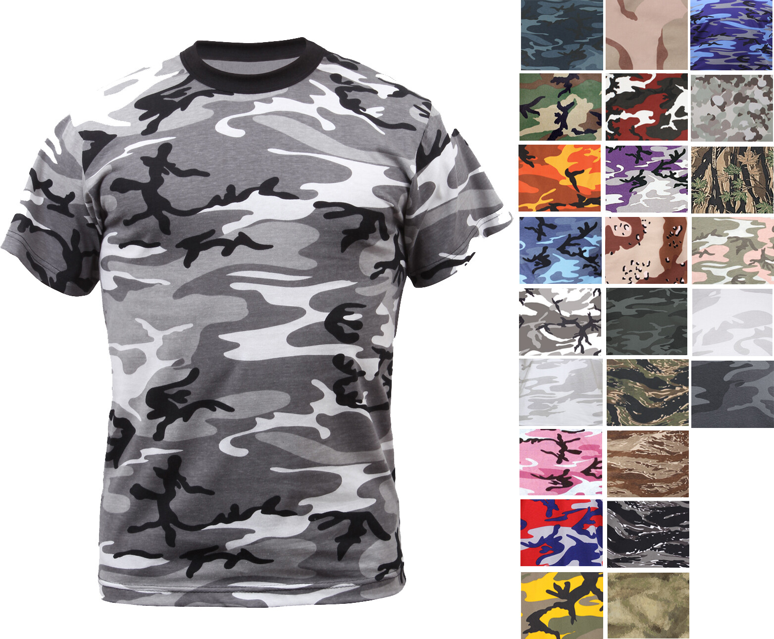 Rothco Camo T-Shirt Military Short Sleeve Tee Army Camouflage Tactical Shirt