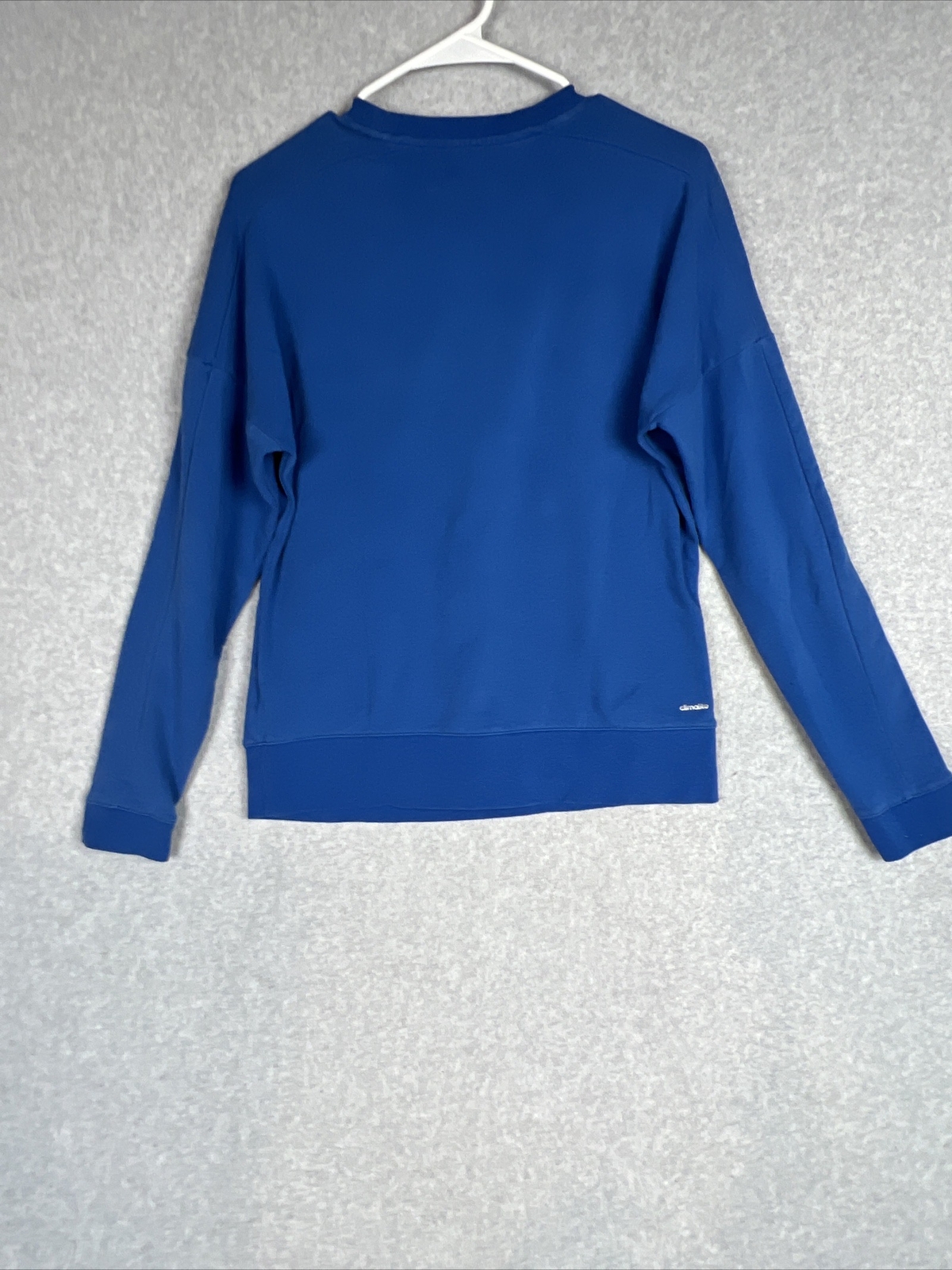 Adidas Climate Shirt Blue Long Sleeve Logo Crew Neck Medium 12/14 Youth