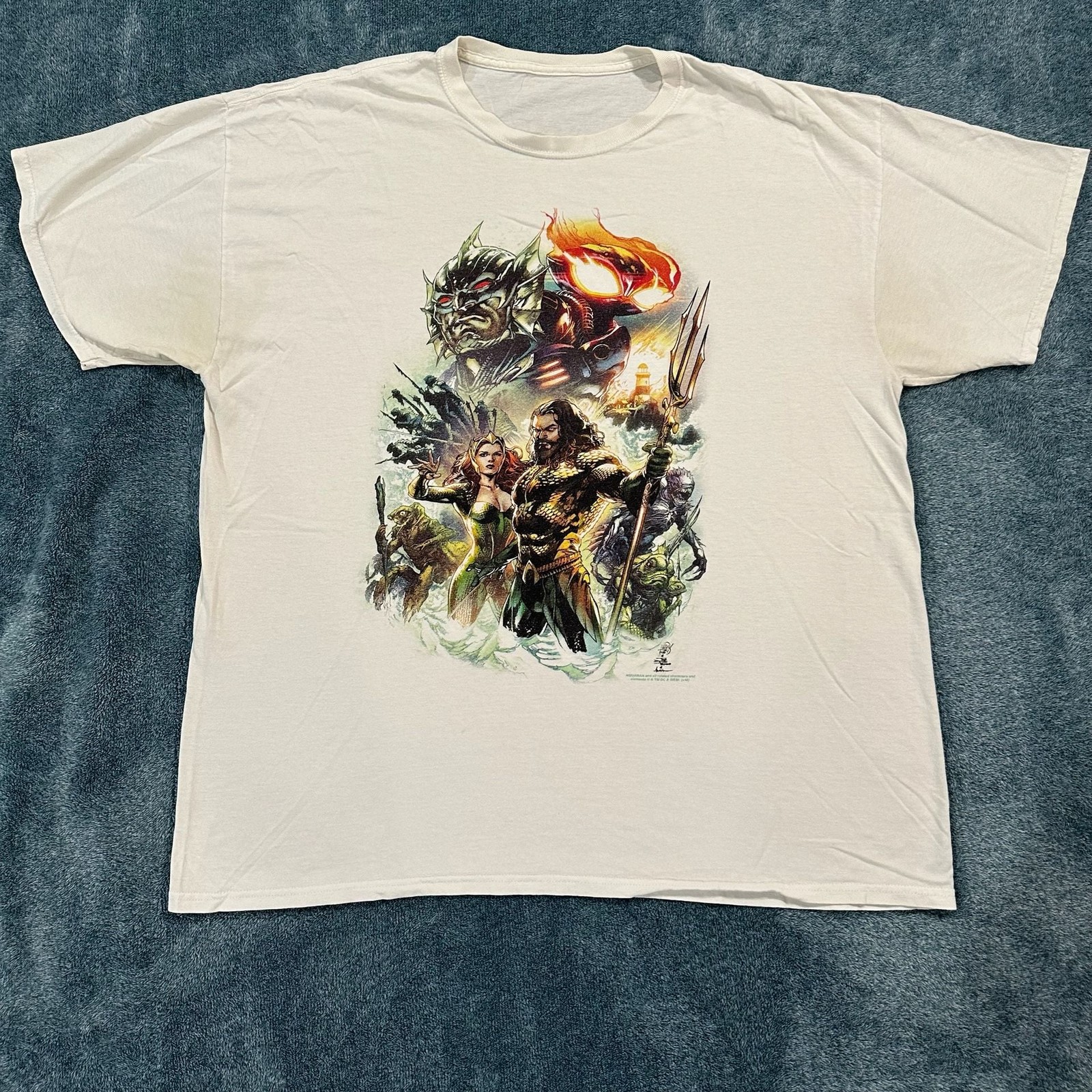 DC Aquaman Movie Graphic T-Shirt White Size Large