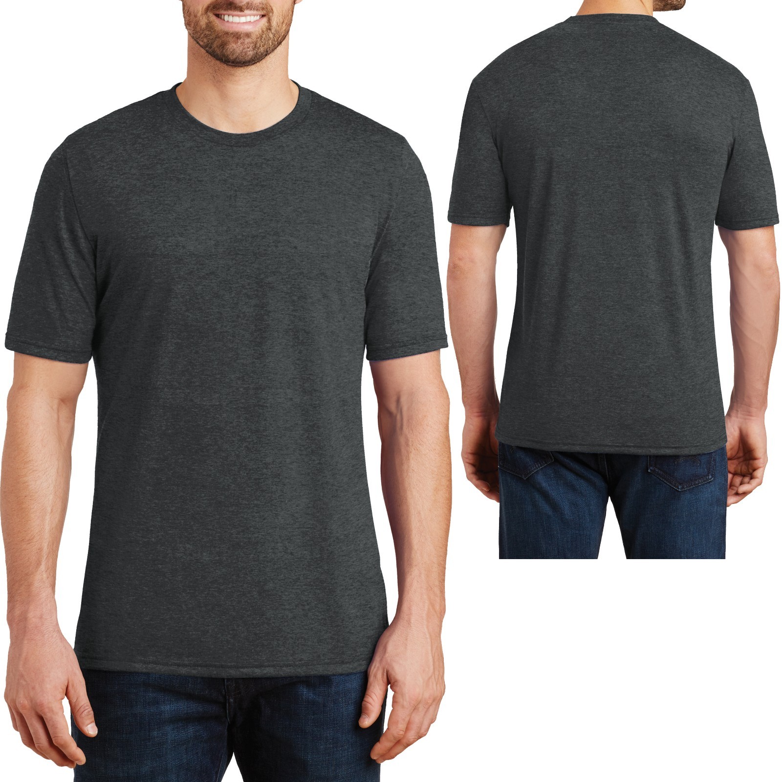 BIG MENS Tri Blend Crew Neck T-Shirt Athletic Fit Tee XL, 2XL, 3XL, 4XL NEW