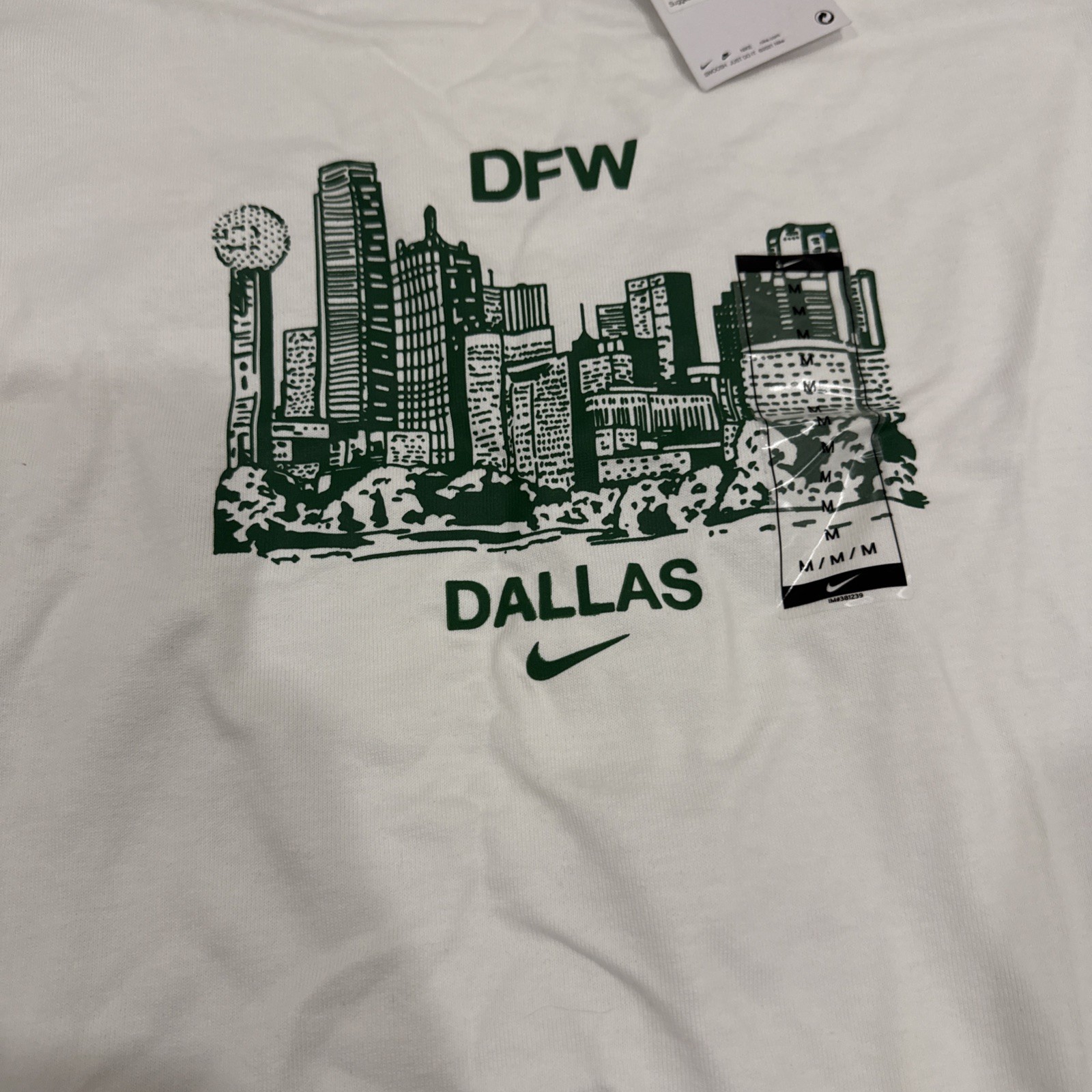 Nike Dallas DFW Skyline Shirt White Green Mens HV4620-100 Size M Medium