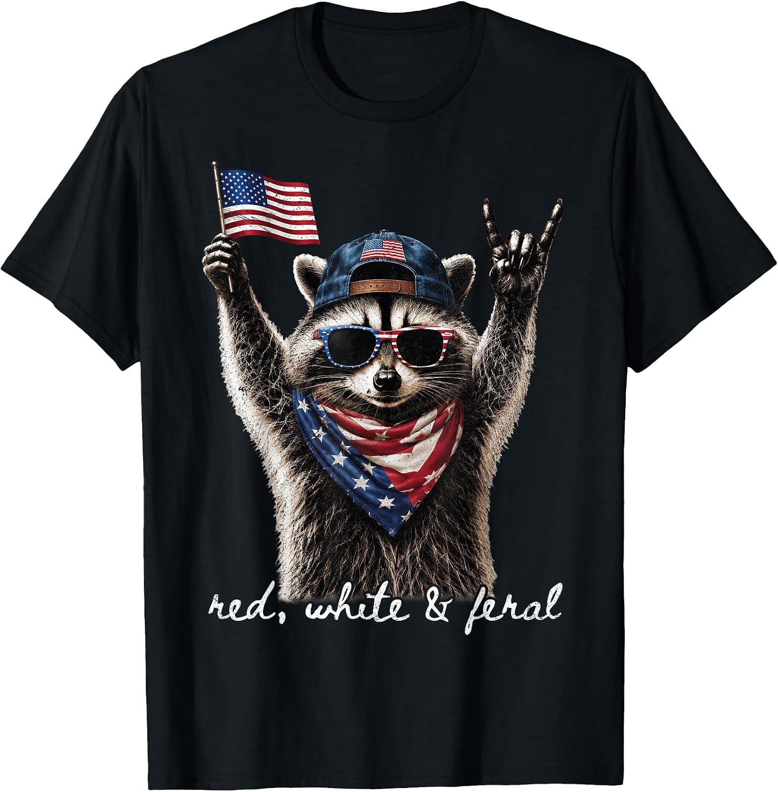 Patriotic Raccoon Graphic Tee for 4th of July Celebrations