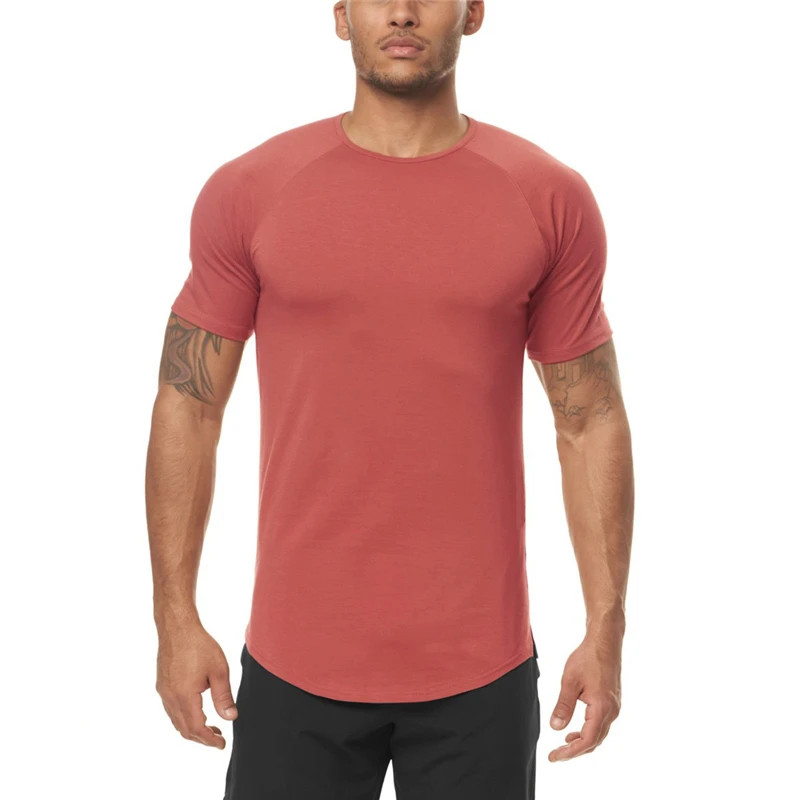Solid Color Slim Fit Short Sleeve Tee Tops Gym Fitness Bodybuilding Workout Musc