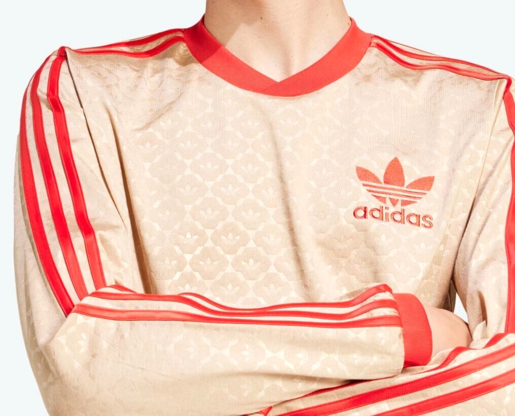 NEW MEN’S ADIDAS ORIGINALS ARCHIVE TREFOIL POLY MONOGRAM SHIRT ~ MEDIUM #IX5463
