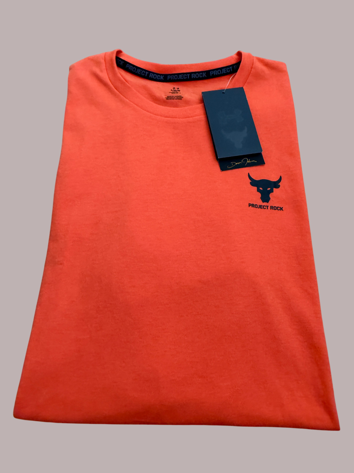 Under Armour Men’s Project Rock Simple Branded Sz L / XL Orange T Shirt New