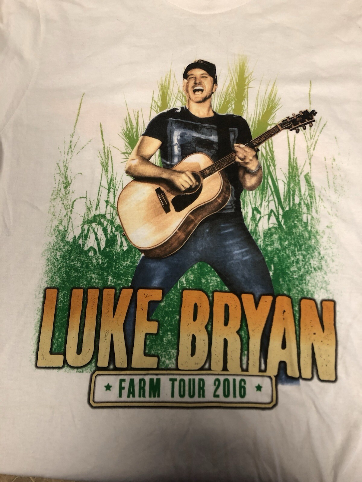 Luke Bryan 2016 Farm Tour Country Music White Concert Indiana T-Shirt Men’s M