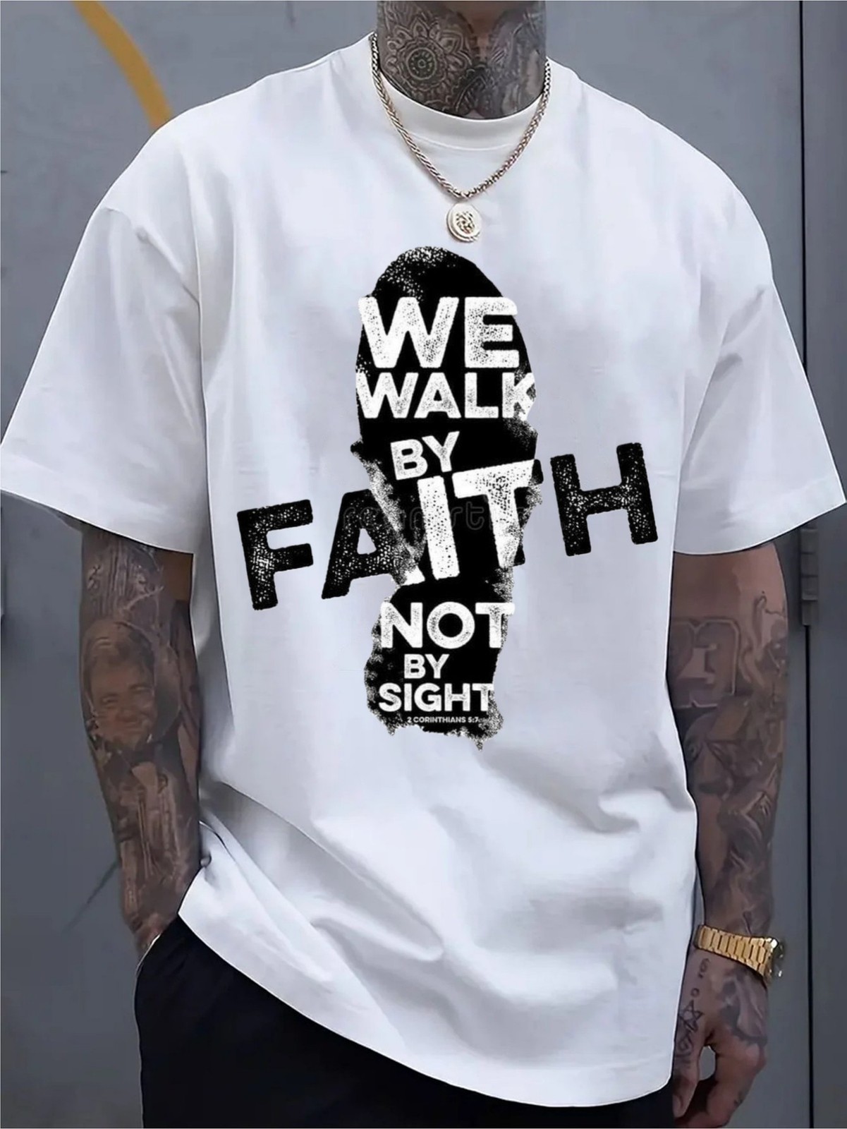 Men’s Christian Graphic Print Casual Crew Neck T-Shirt Streetwear Fashion Tee