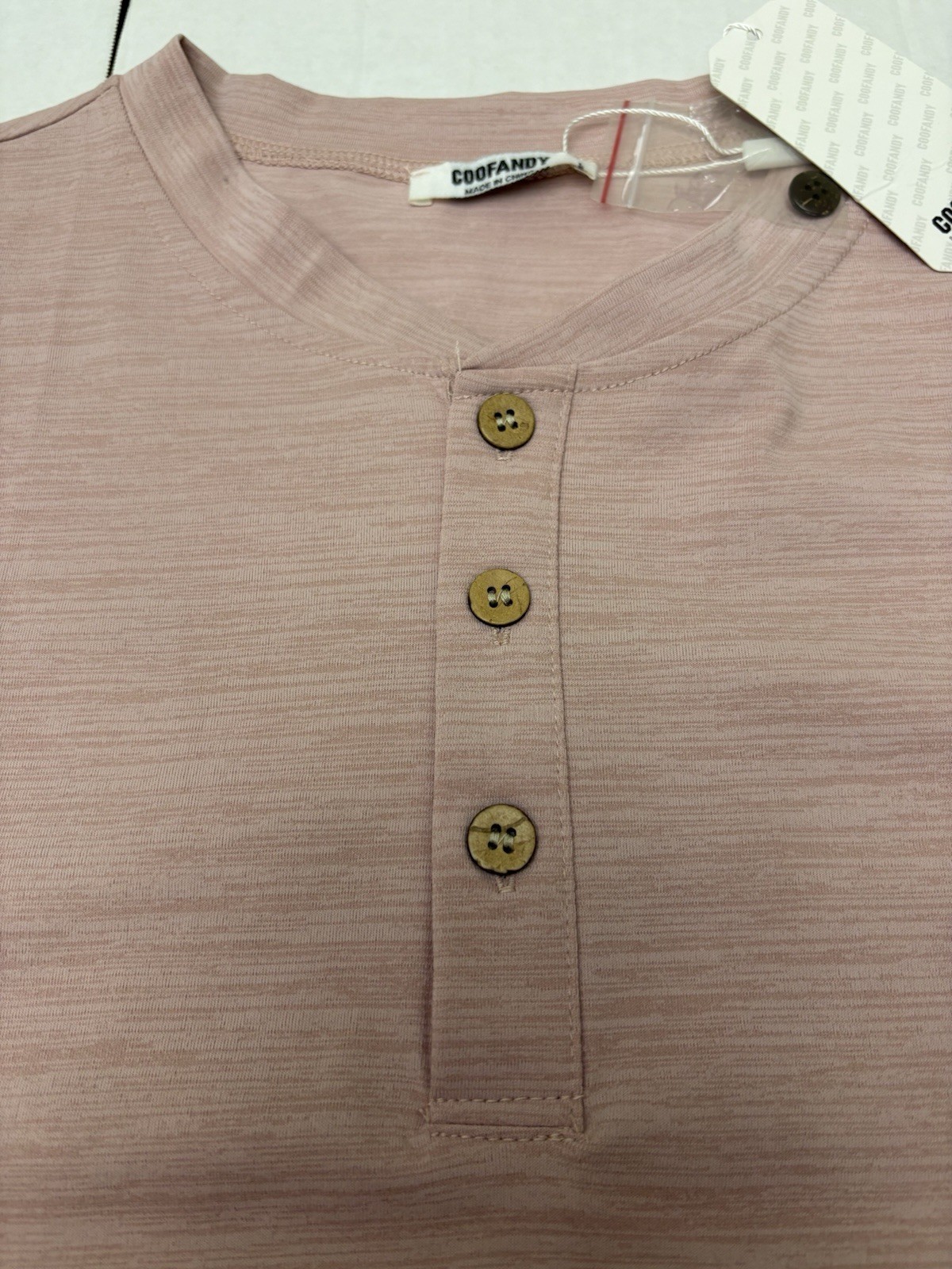 COOFANDY Men’s Henley Summer SS T-Shirt in Pink/Dusty Rose Size L *New w/ Tags*