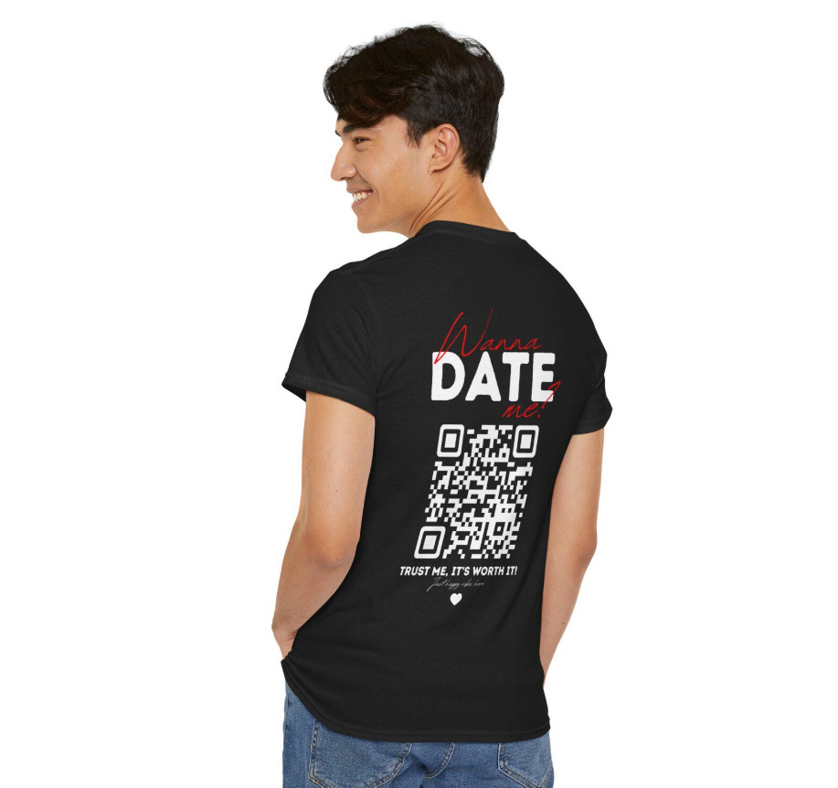 Funny Wanna Date Me QR Code Shirt Personalized Party Drinking Tee