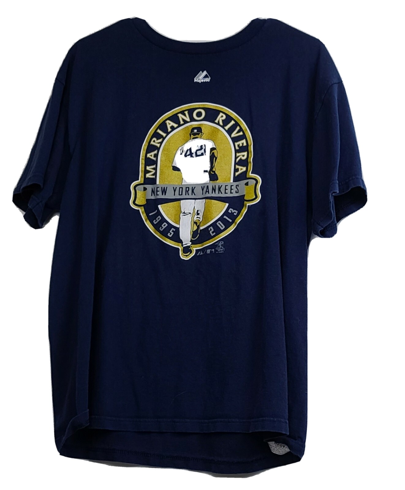 Majestic Men’s SZ:L Mariano Rivera Yankee’s Baseball Graphic T-Shirt Shiny 42