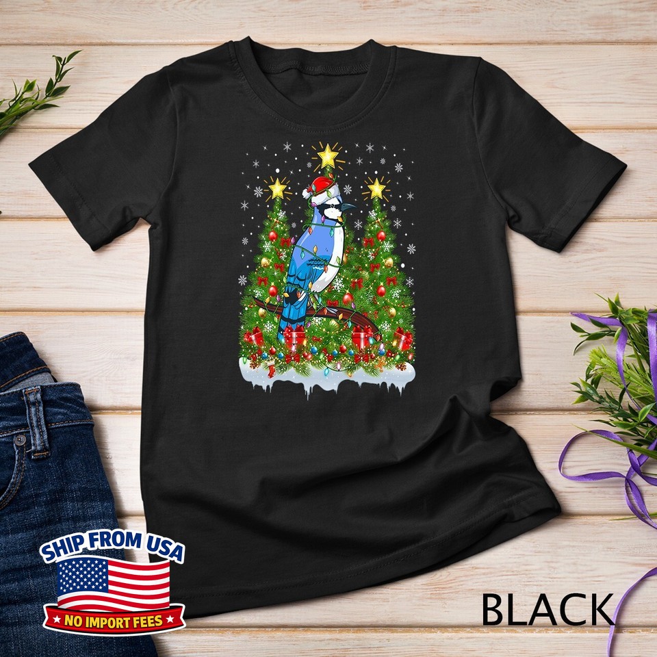 Blue Jay Christmas Lights Santa Holiday Unisex T-Shirt