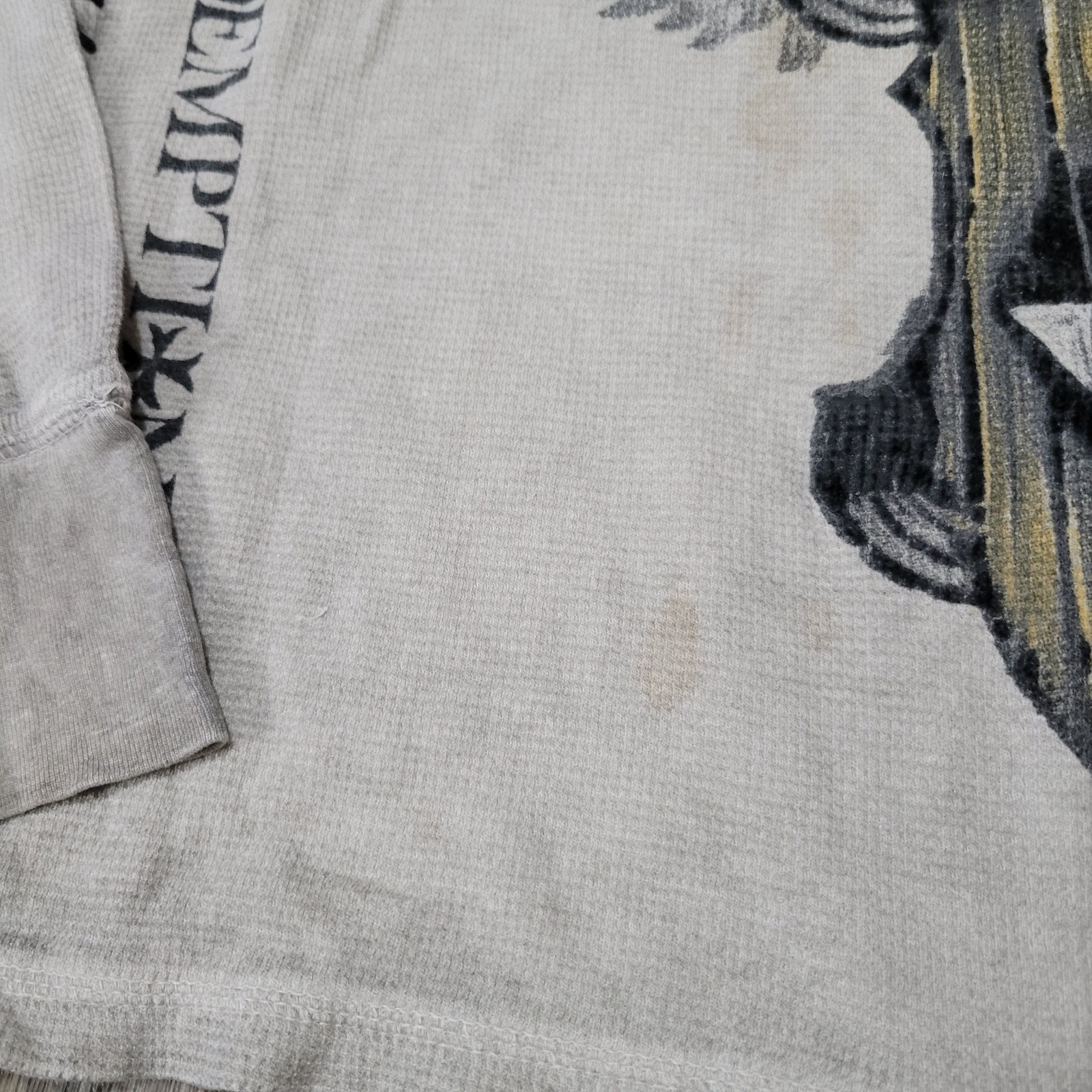 Raw State Redemption Thermal T Shirt Mens Small Wings Cross Rose Grunge