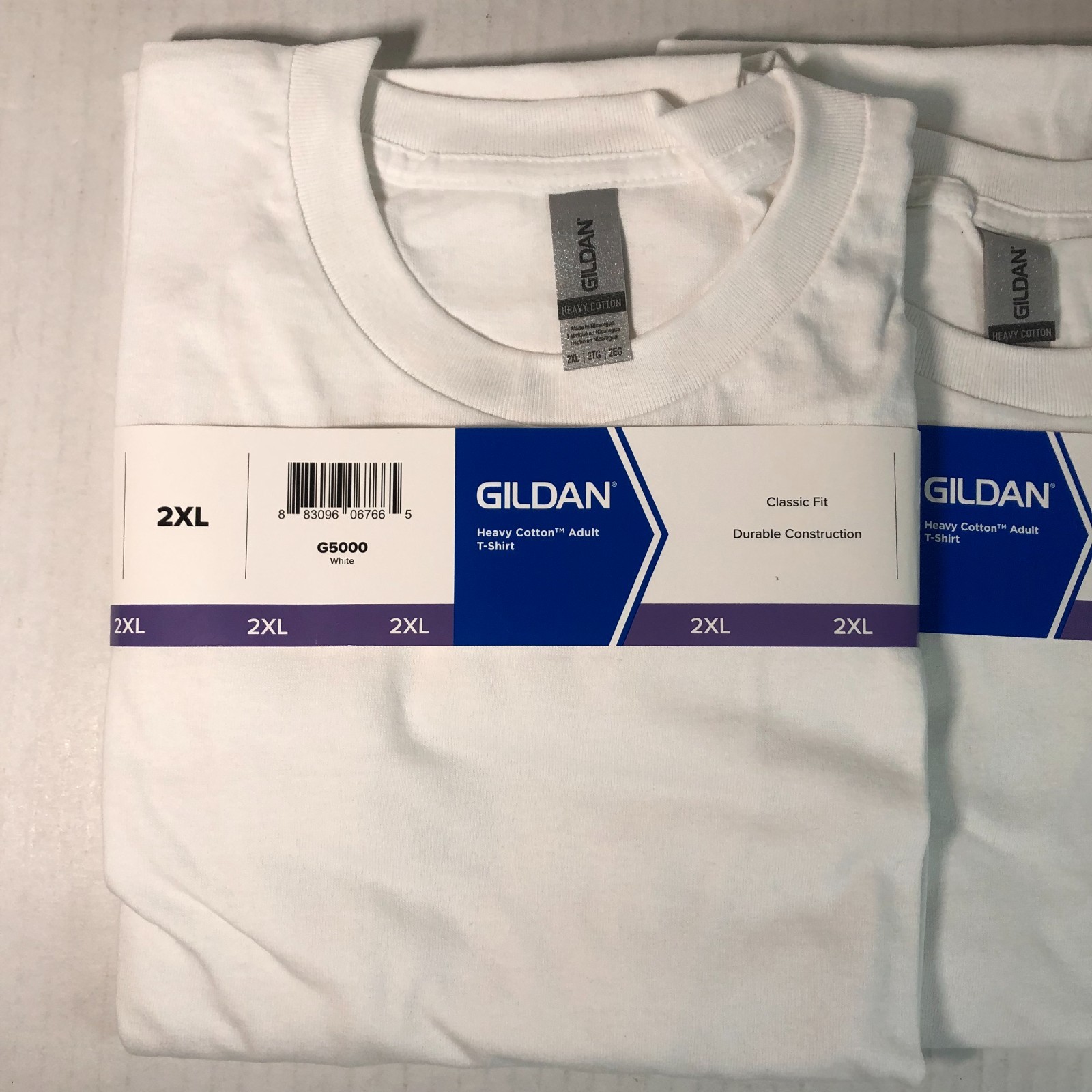 Gildan Mens Heavy Cotton (LOT Of 2) White 2XL Plain Adult T-Shirt Tee G5000 XXL
