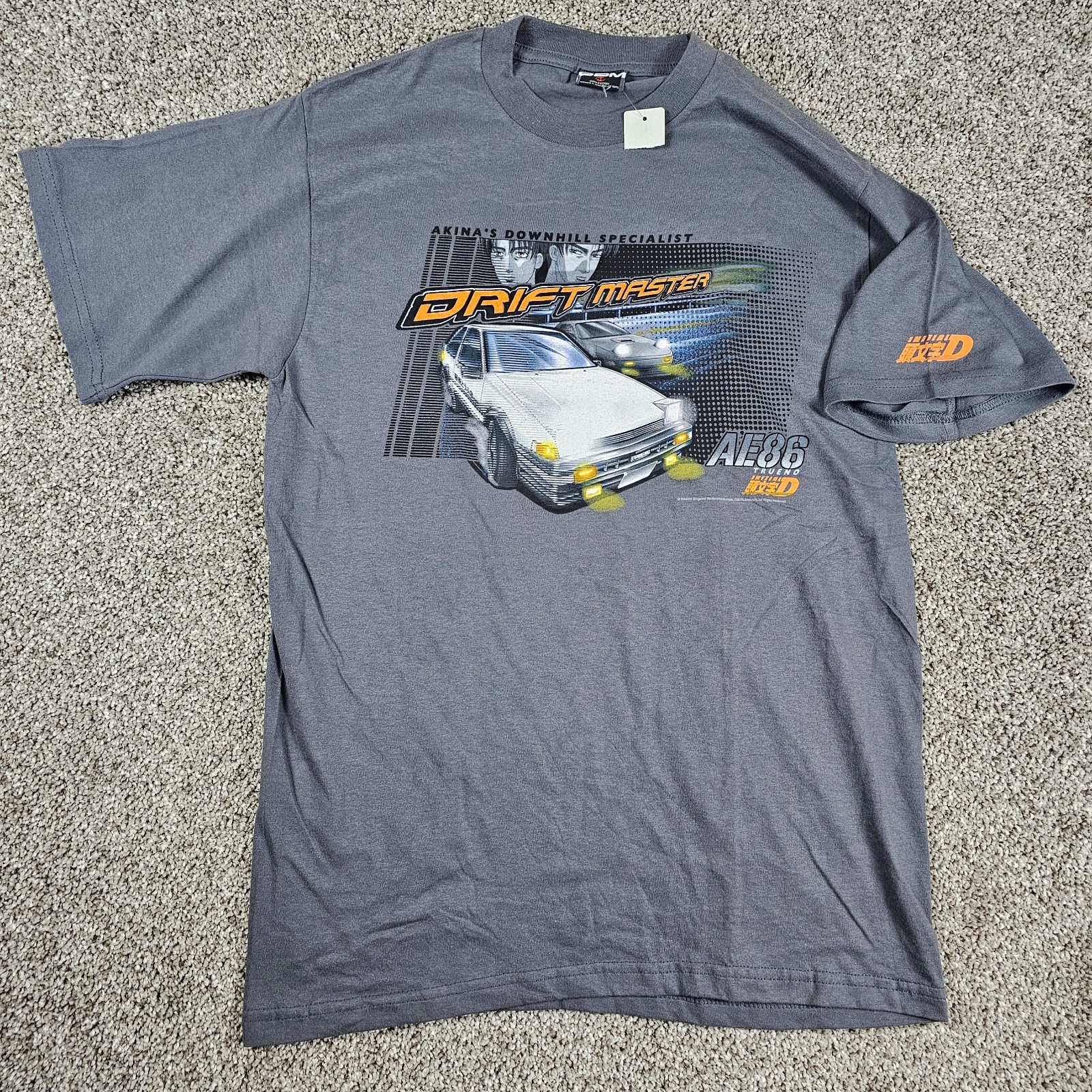 Vintage Initial D Shirt Mens Medium Gray Y2K Anime ODM Drift Toyota AE36 Trueno