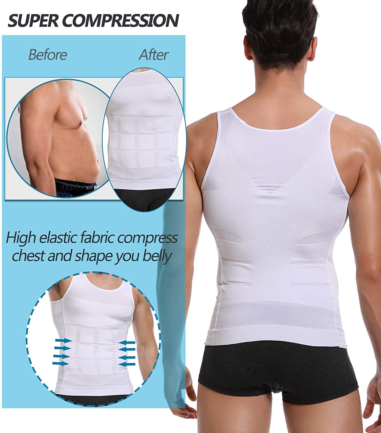 Men’s Cool Dry Short Sleeve Compression Shirts Sports Baselayer Workout Tank Top