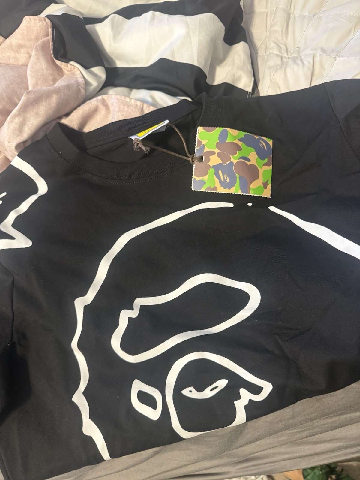 A Bathing Ape BAPE Men’s Black Logo Graphic T-Shirt Crew Neck Short Sleeve 2XL
