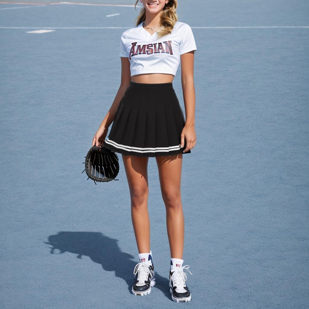 Women Pleated Skirt A-Line Short Mini Basic Skirt School Uniform Cheerleader …