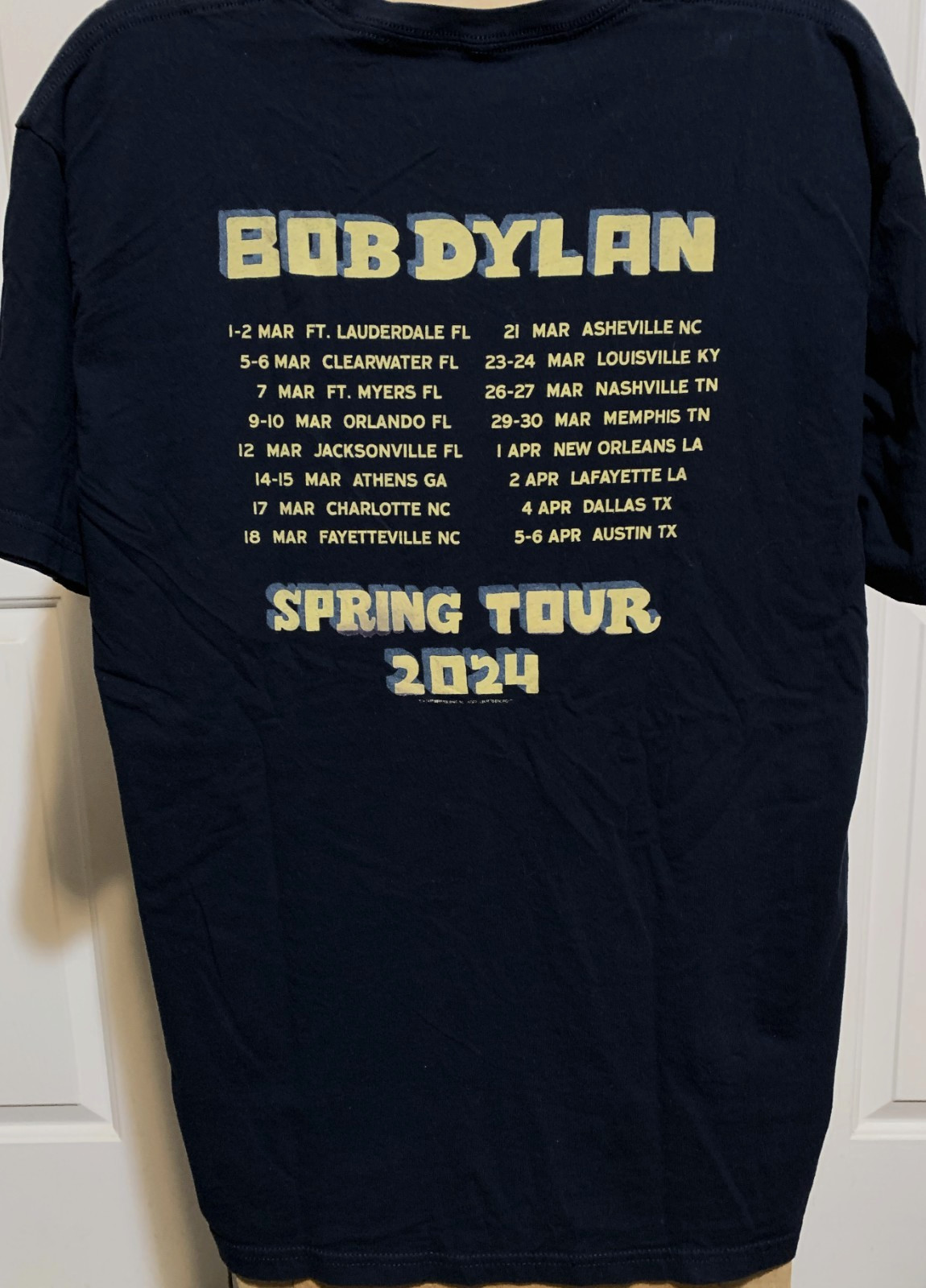 T-Shirt XL Bob Dylan “2024 Spring Tour” Front & Back T-Shirt
