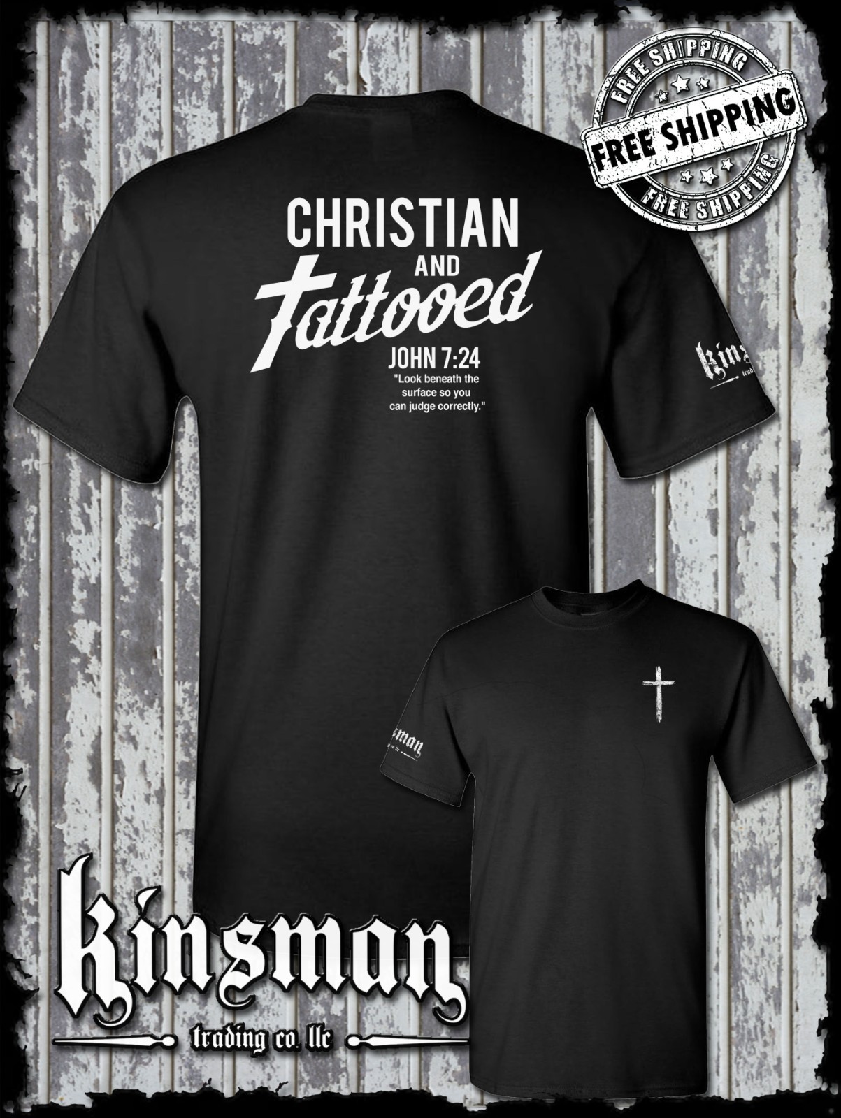 Christian and Tattooed 2-Sided T-Shirt – Religious Jesus Christ God Spiritual