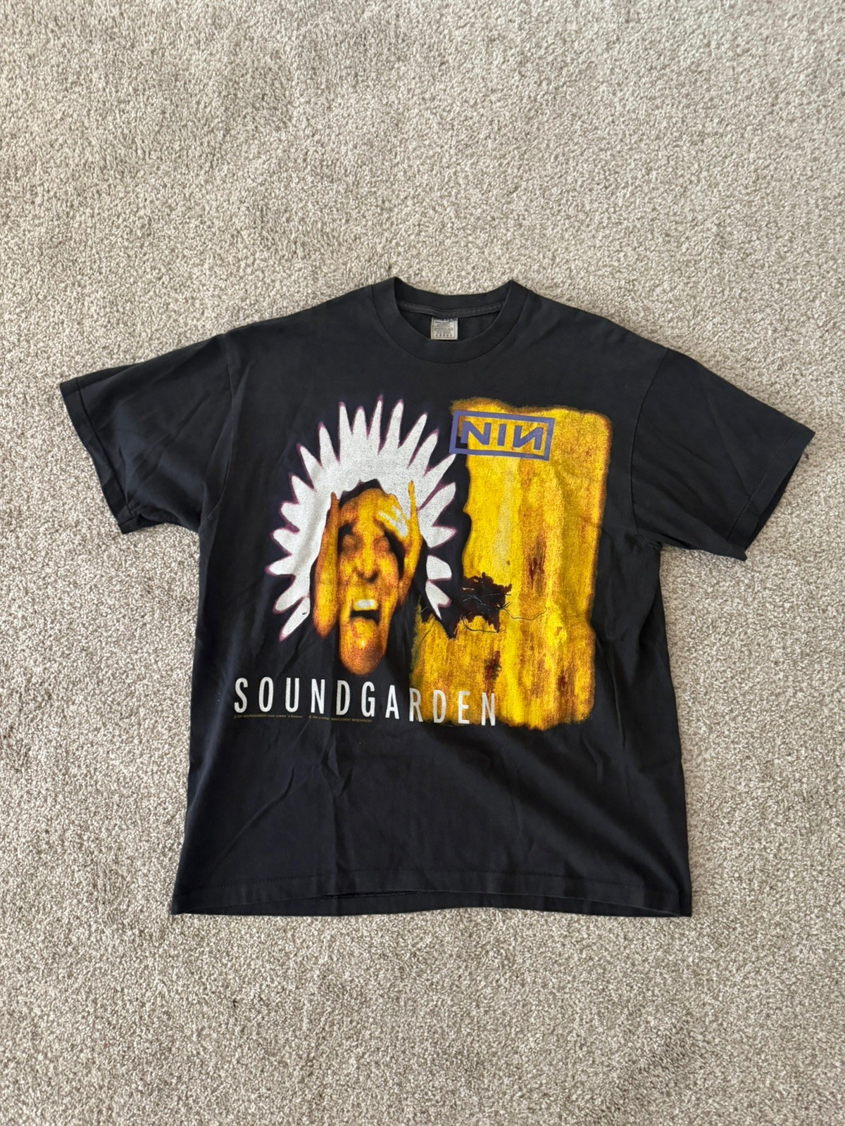 Vintage Soundgarden Nine Inch Nails NIN 90s Band Concert Tour XL Shirt REPRINT