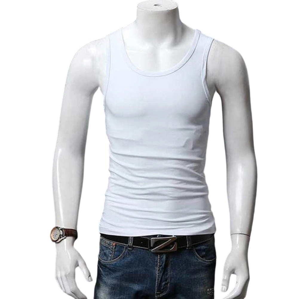Men’s Solid Color Sleeveless U-Neck Tank Top for Gym Fitness and Training