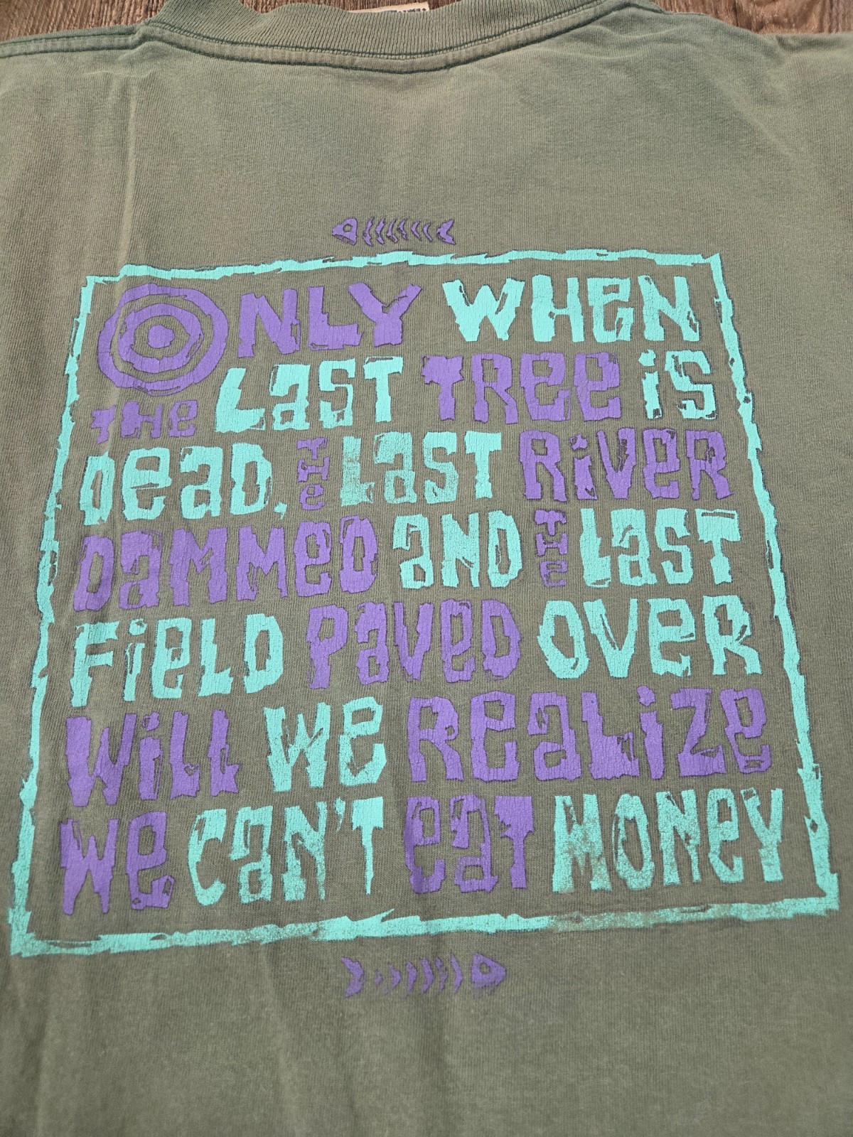 Alore Made in USA Large Tshirt – Can’t Eat Money Green Dye Variations