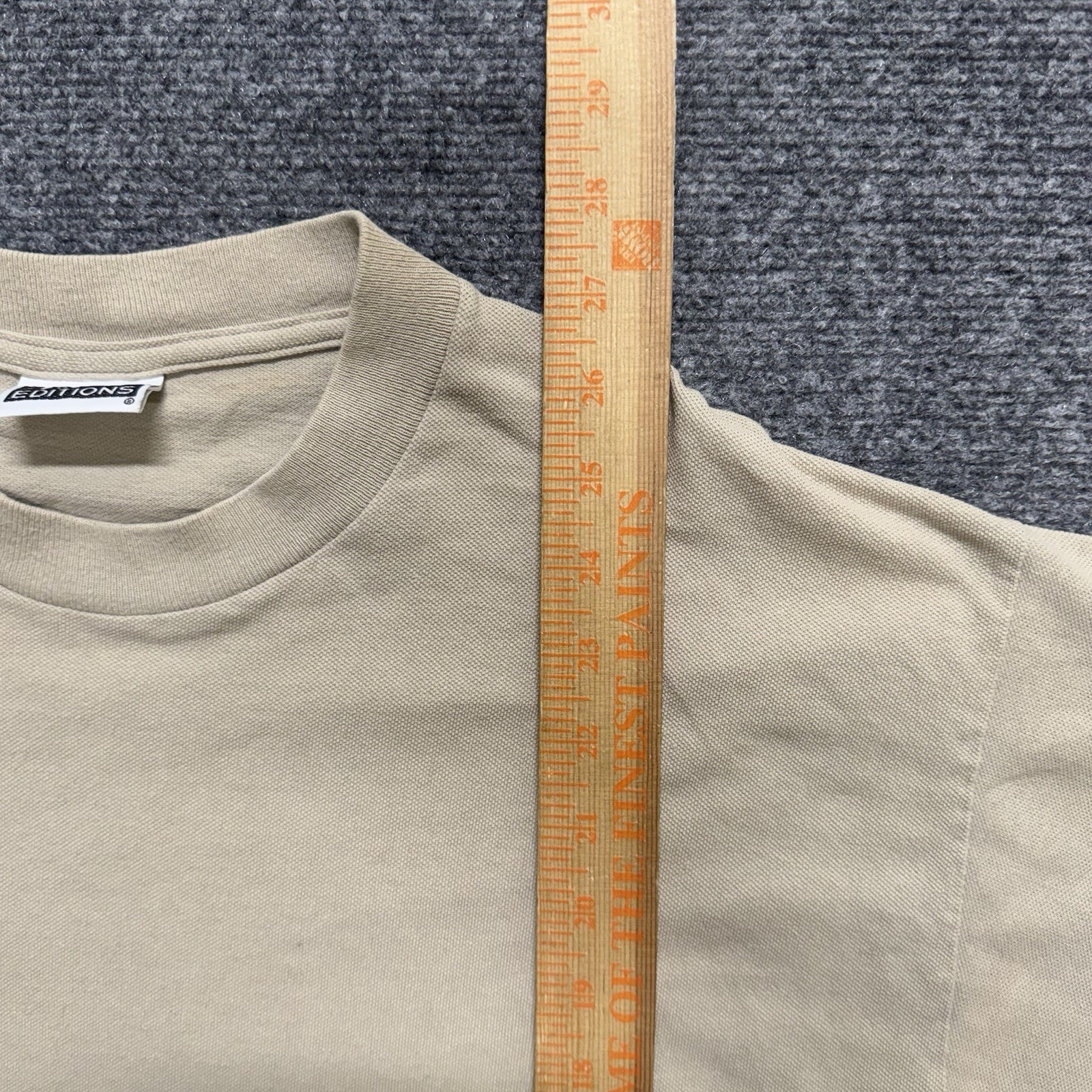 VTG Basic Editions T-Shirt Men’s Large Single Stitch Cotton Blank Beige Stained