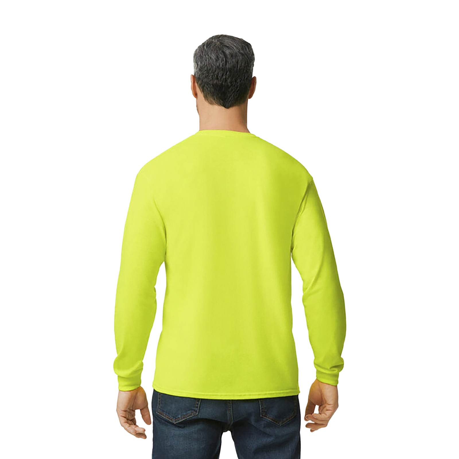 Gildan Safety Green & Orange Mens Tee Crewneck Long Sleeve T-Shirt S-3XL – 5400