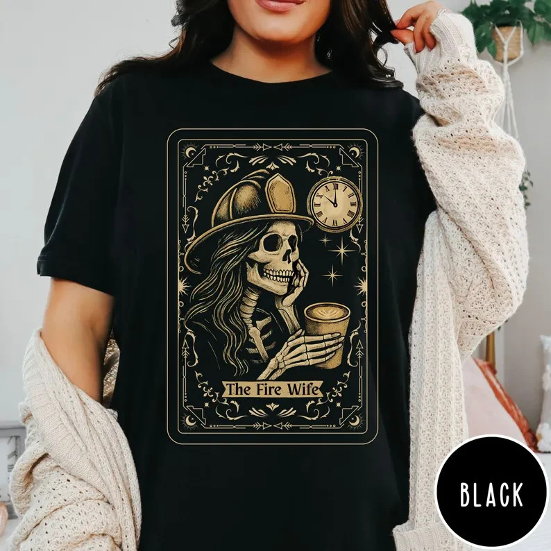 Comfort Colors Fire Wife Tarot Card Shirt: Gothic Firefighter Wife