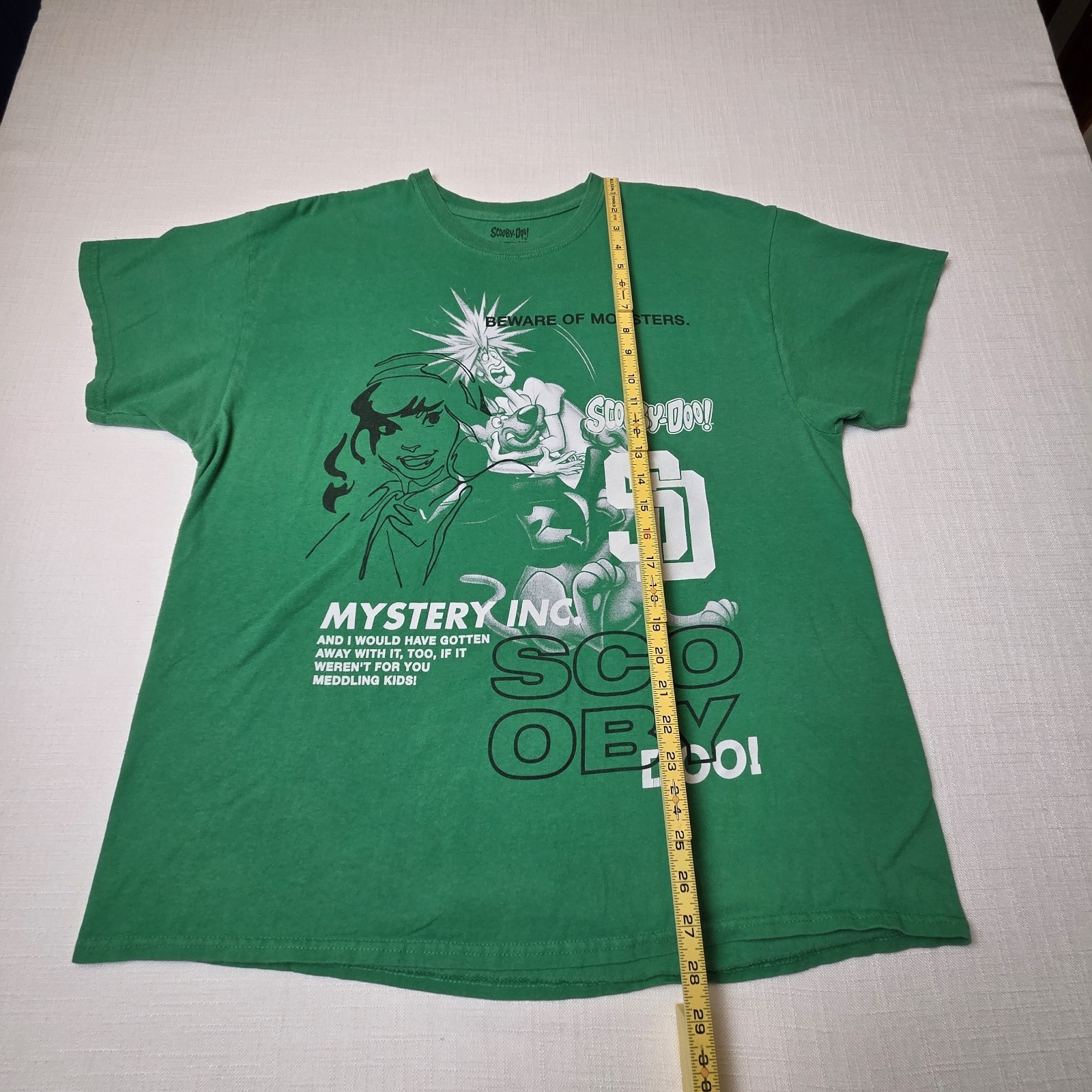RARE Scooby-Doo! Green Graphic Print Crew Neck Short Sleeve T-Shirt Men XL