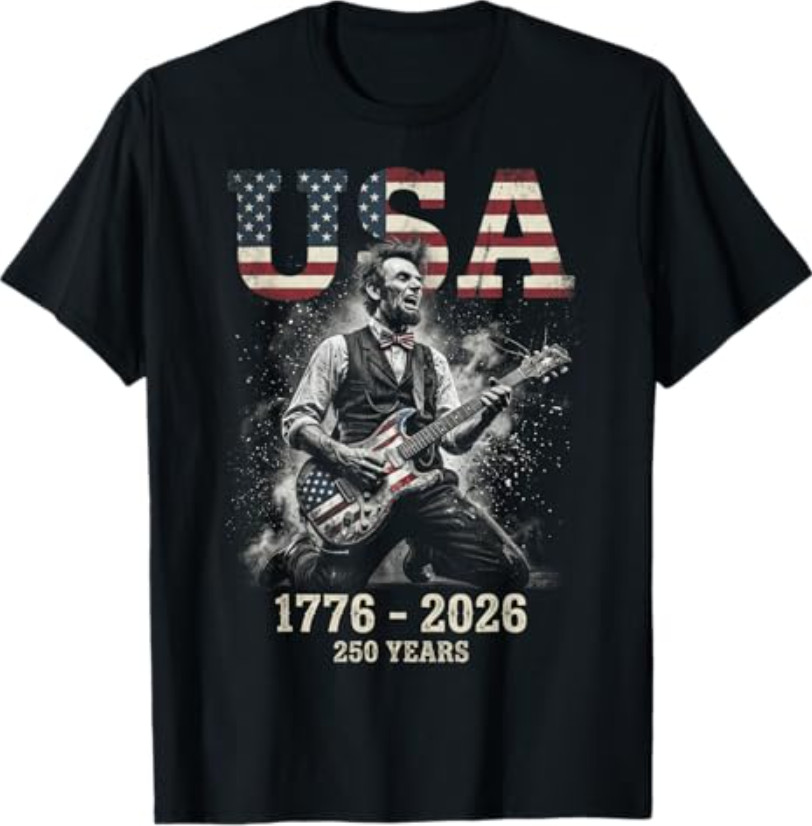 Vintage Abraham Lincoln Abe Lincoln Playing Guitar 250 Years T-Shirt