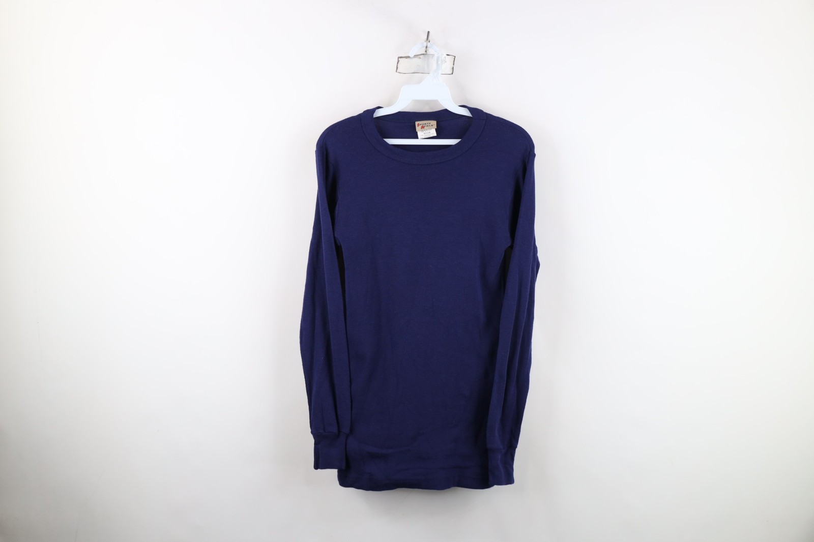 Vtg 90s Streetwear Mens Medium Blank Thermal Ribbed Knit Long Sleeve T-Shirt USA
