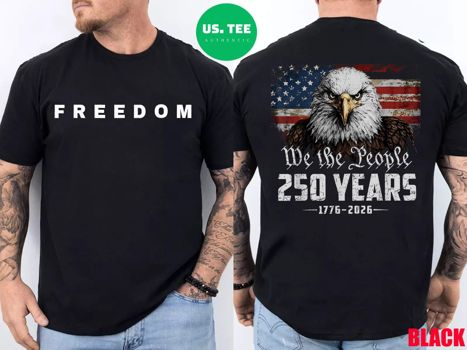 250 Years Eagle American Flag 250th Anniversary 4th of July Two Side T-Shirt