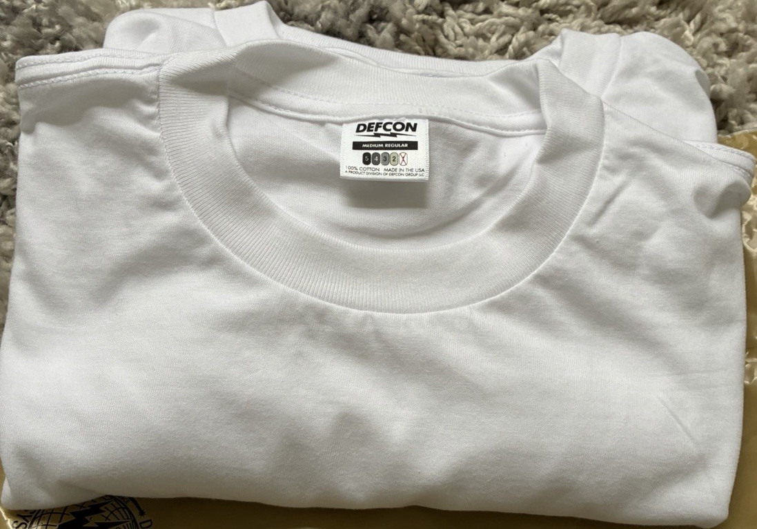 DEFCON Men’s White Cotton Knit Logo Crew Neck T-Shirt Medium 2- pack