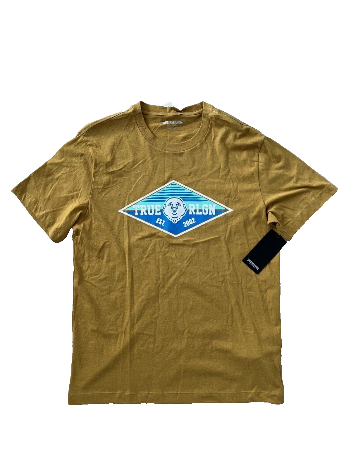 True Religion Buddha Face Logo Tee Shirt Antique Gold ( L )