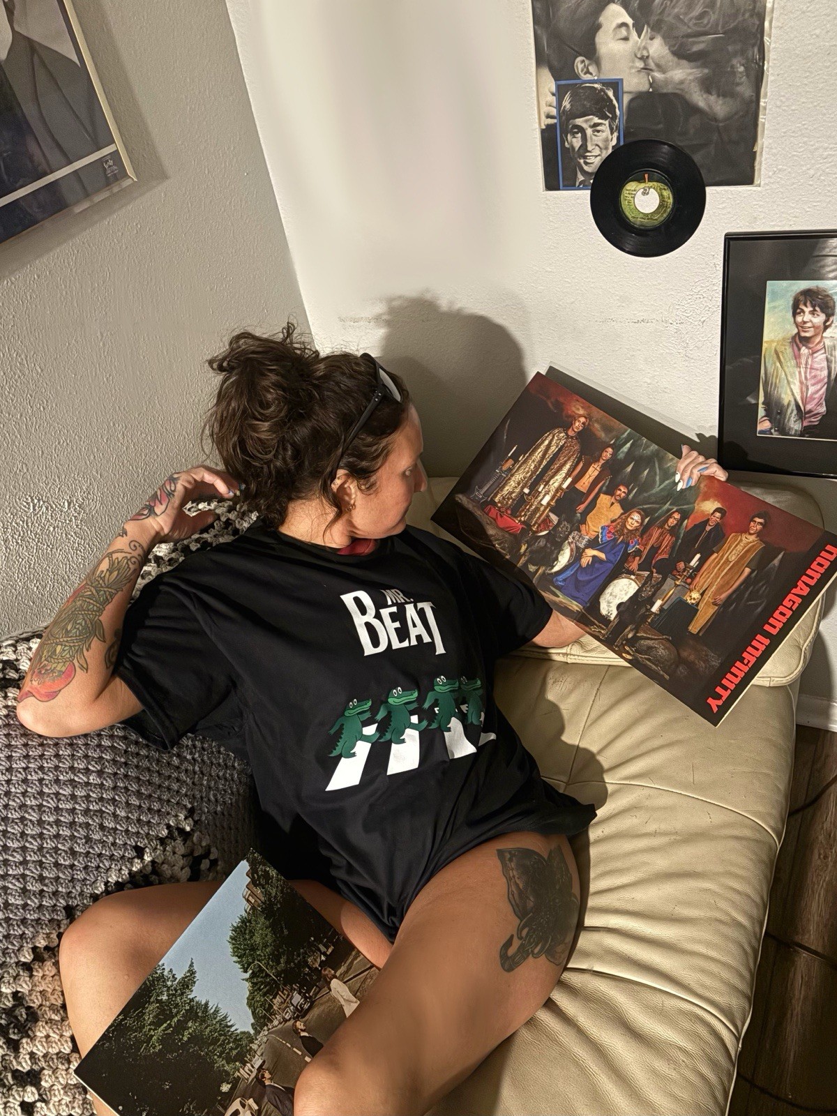 King Gizzard & The Beatles tee, (L-2X, pick size) (tie-dye sold out, BLACK ONLY)