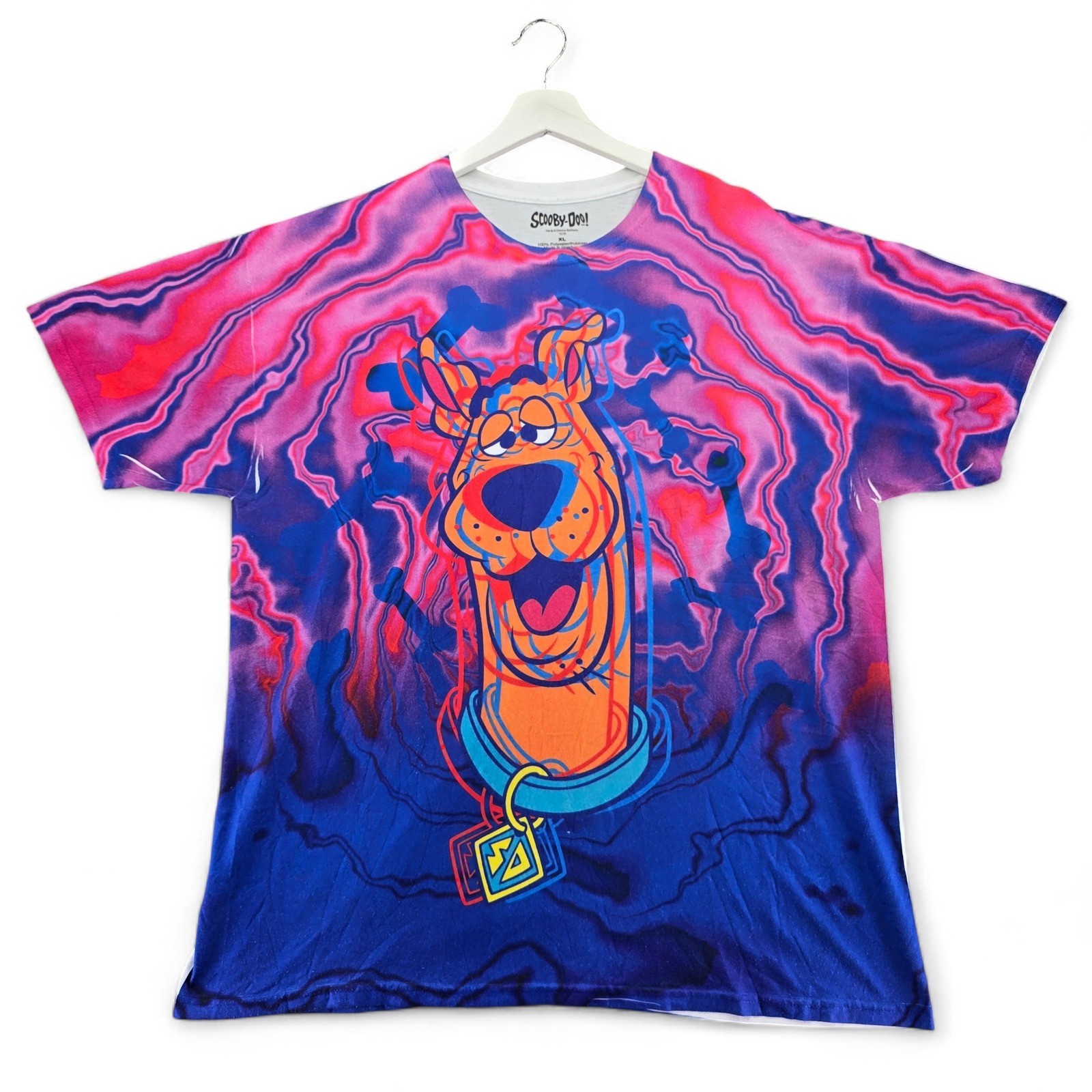 Scooby Doo T-Shirt XL Hazed Graphic Print Cartoon Character Pink Blue