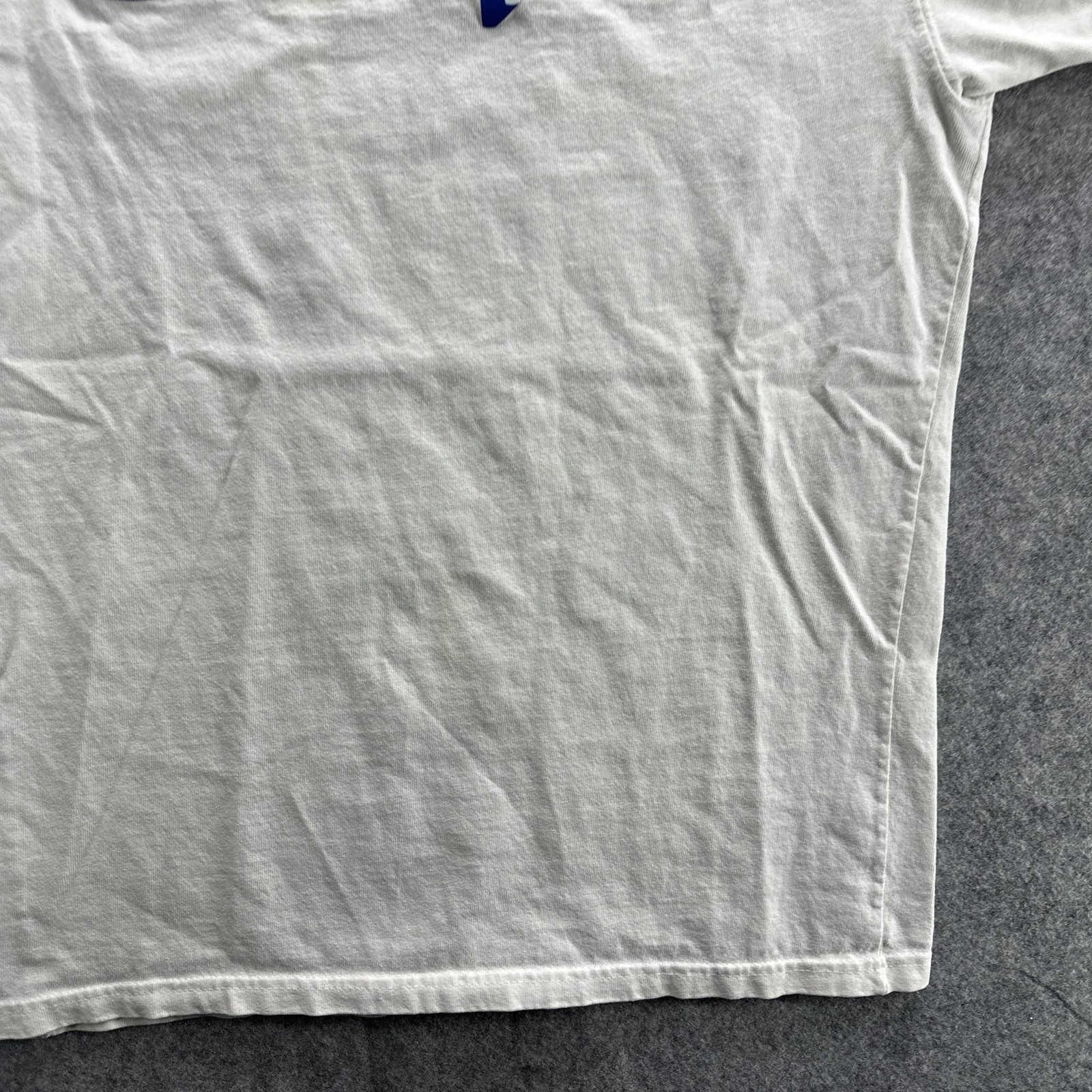 Champion Shirt Mens Medium White Red Blue Spell Out Graphic Tee T-Shirt Cotton