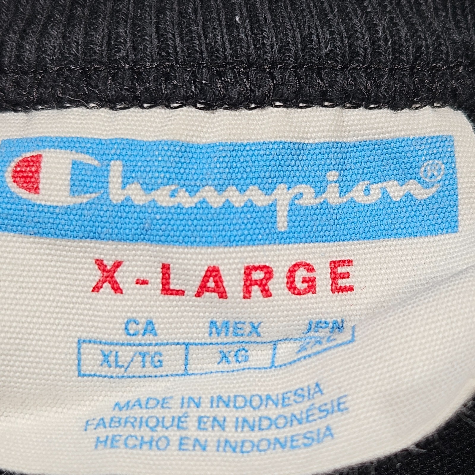 Champion Mens Black XL Cotton Long Sleeve T Shirt Top Embroidered Logo Crew Neck