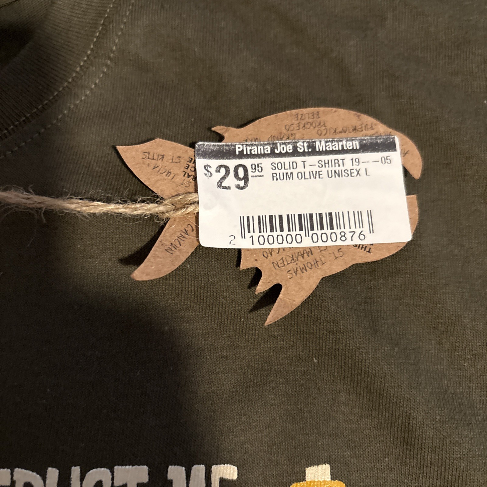 Piranha Joe Shirt Rum Olive St Maarten. Size L