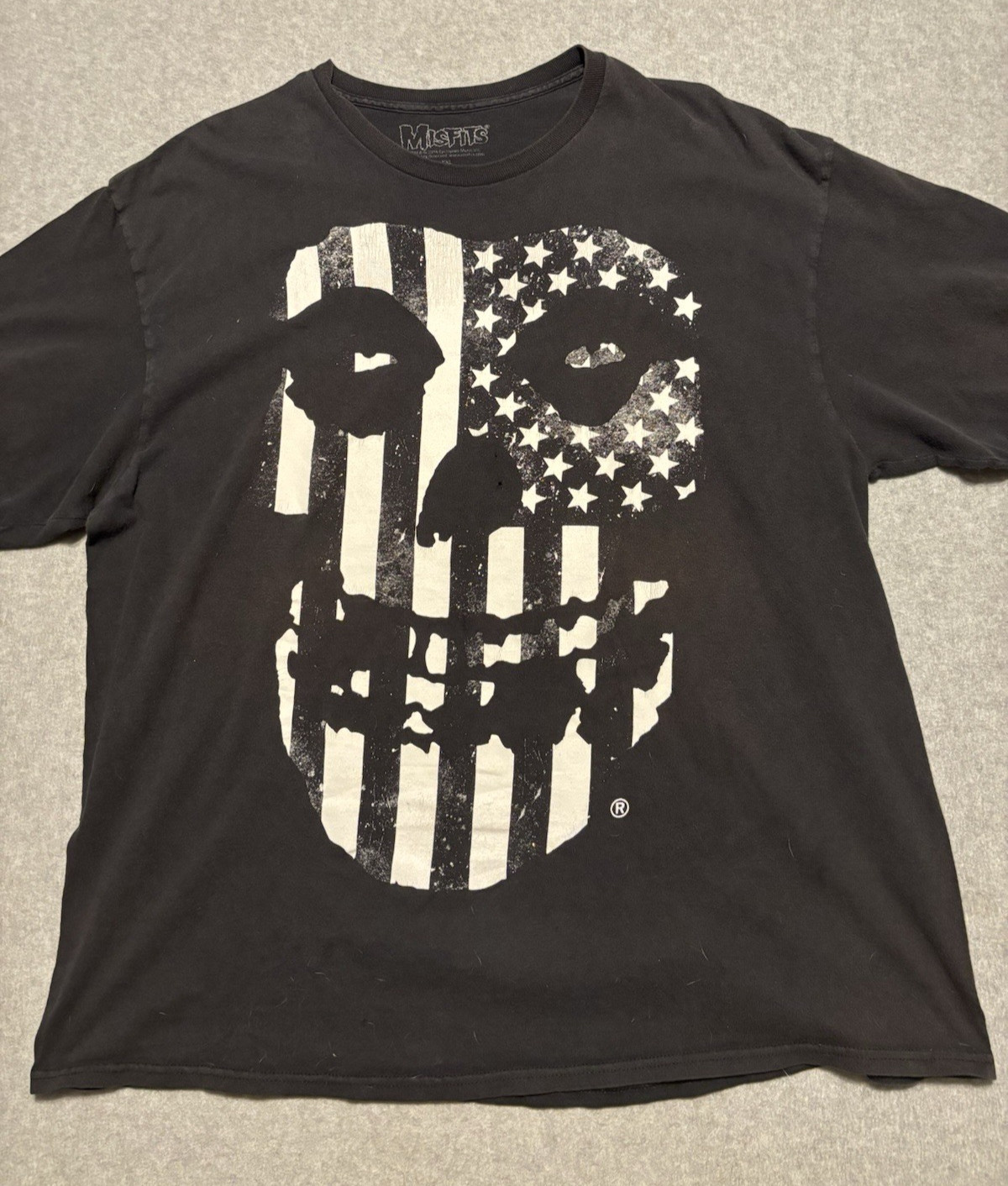 Misfits Band T-Shirt Men’s 2XL Black Fiend Skull American Flag Short Sleeve Tee