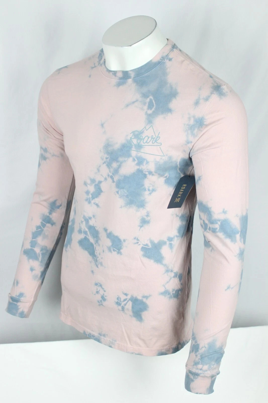 Roark Men’s T Shirt Peaking Long Sleeve Crew S Small Dusty Pink Tie Dye RT1104