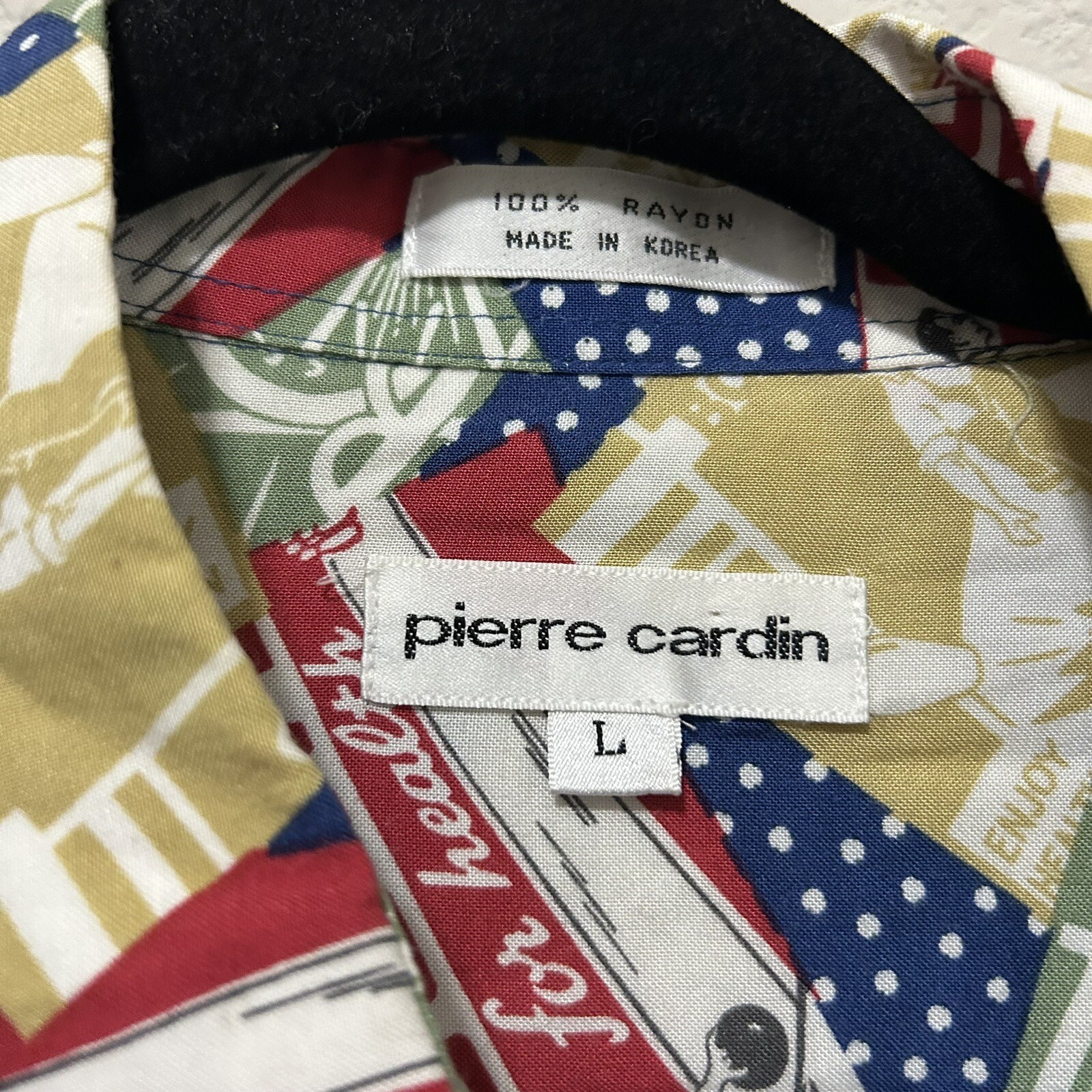 Bowl For Health Pierre Cardin Korea All Over Print Men’s Large Button Front VTG