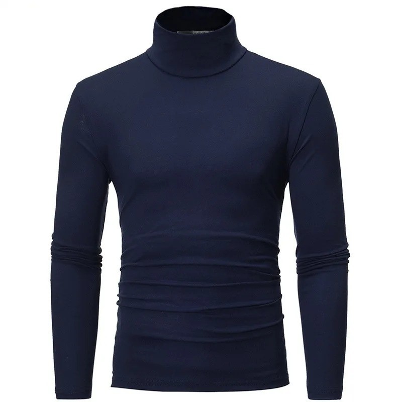 Mens Turtleneck Basic Pullover Long Sleeve Jumper Top Casual Slim Fit T-Shirt**