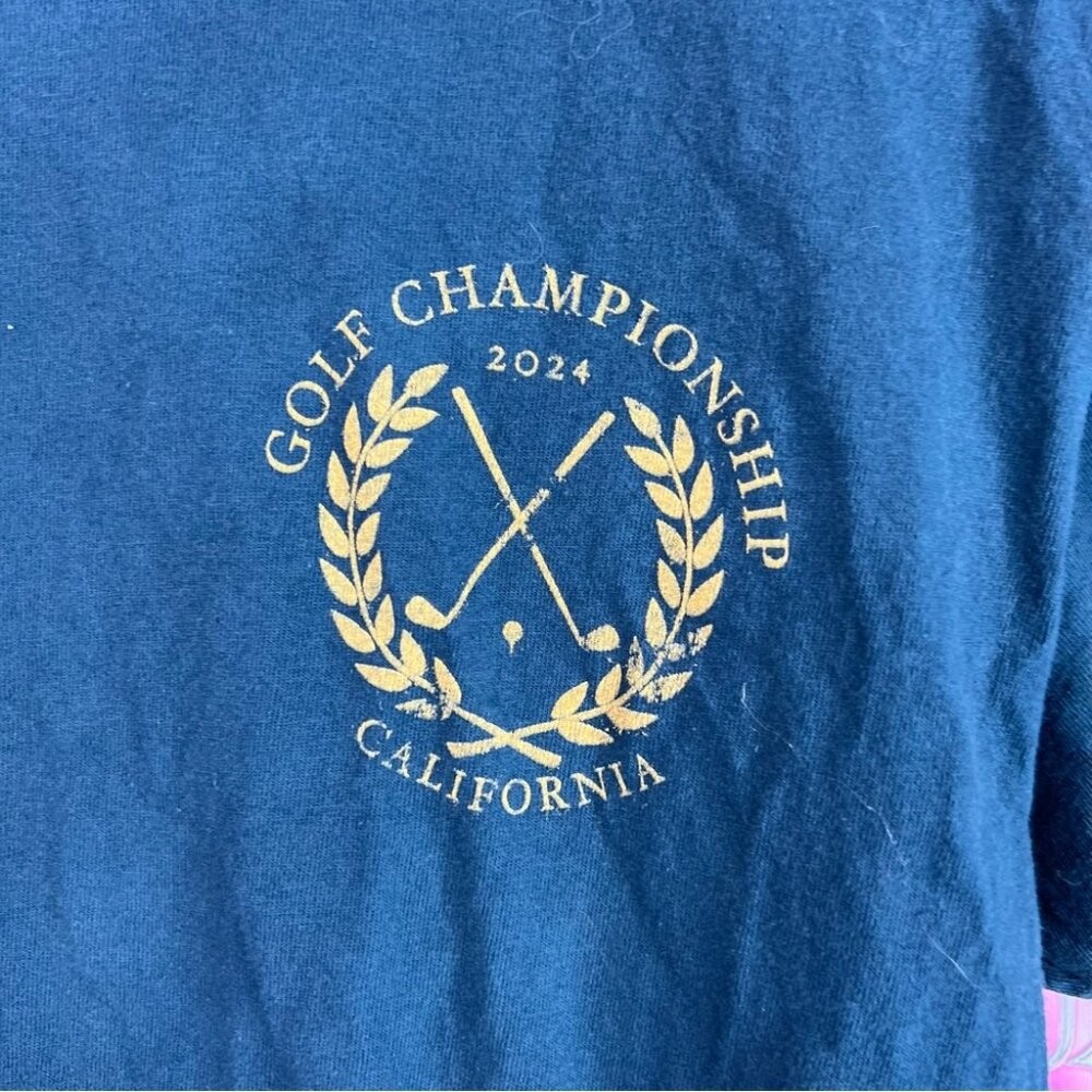 Goodie two sleeves tshirt tee Golf Championship California Blue Tee gold yellow